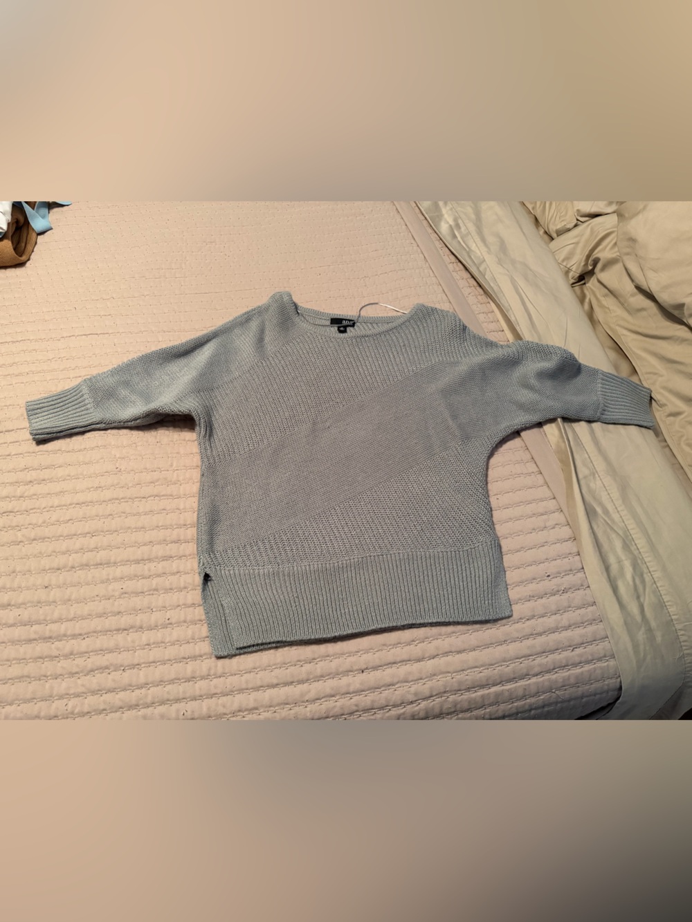 a.n.a Light Blue Scoop Neck Knit Sweater